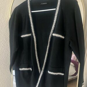Black Cardigan with Silver Accents